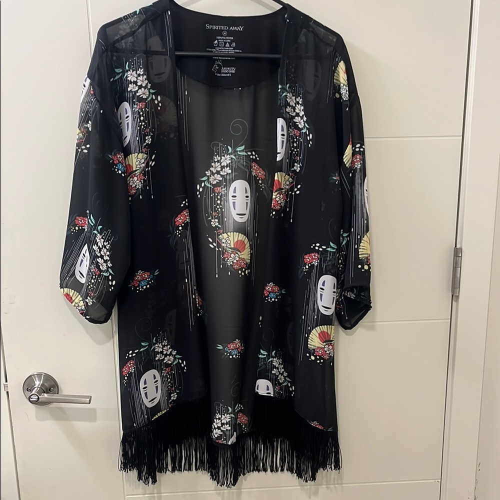 Black Spirited Away Kimono with Fringe